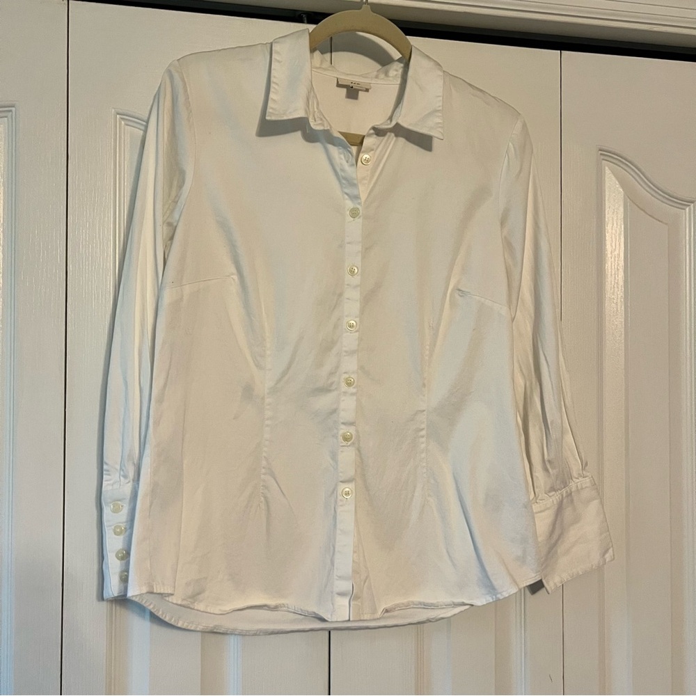 J. Jill White Casual Button Down Shirt